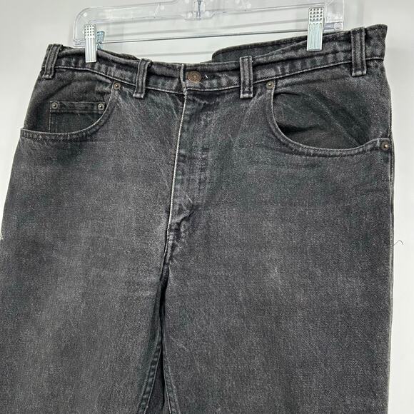 Vintage 80s Men's Levi's 531 Black Straight Leg Faded Denim Jeans 36x32 (35x33) - Picture 3 of 9